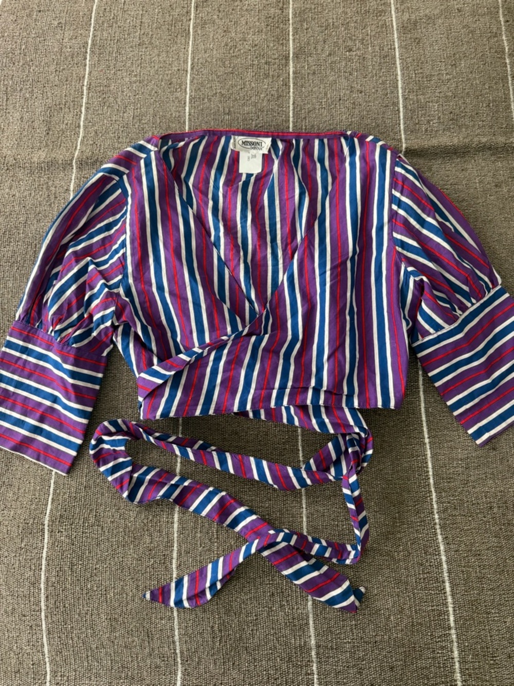 Missoni Striped Wrap Crop Top - Purple, Blue & White